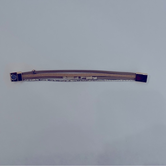 Beige Faux Leather Wrap Bracelet – Gold Infinity Charm & Rhinestones - Picture 5 of 6